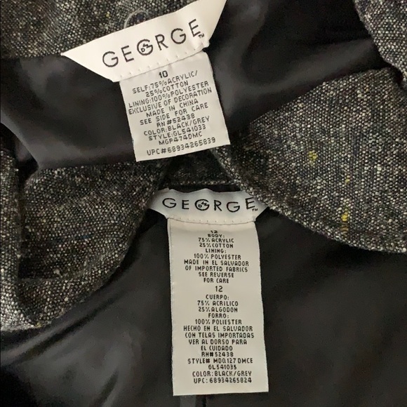 George 2 Piece Black Grey Straight Leg Suit 8PE - Picture 8 of 8